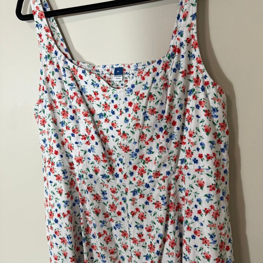 Old Navy Fit & Flare Plus Size Linen Blend Cottagecore Floral Midi Dress Size 2X - Picture 5 of 8